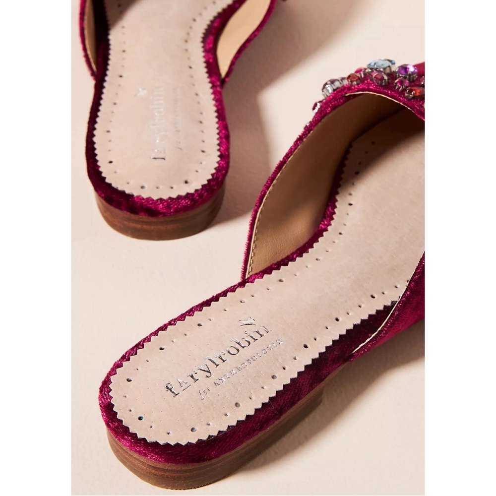 Anthropologie Farylrobin Tarray Embellished Velvet Flats NWT SZ 10 - Picture 4 of 15